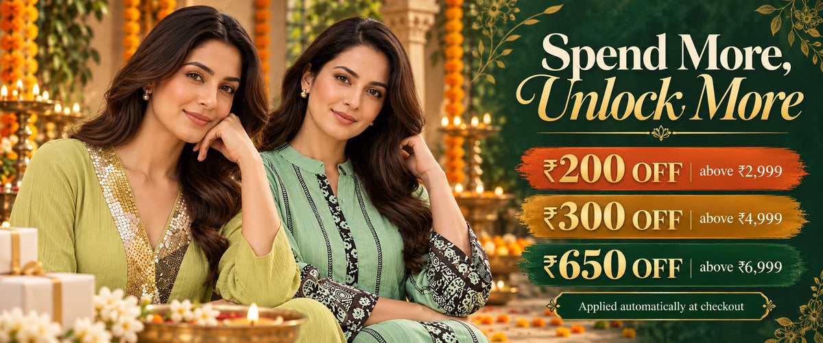Spend More, Unlock More. ₹200 off above ₹2,999, ₹300 off above ₹4,999, ₹650 off above ₹6,999. Applied automatically at checkout.