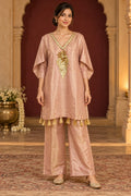 Champagne gold coin embroidery co-ord, front view