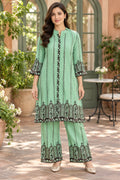 Mint green printed tunic co-ord, front view