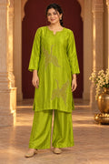 Lime green katdana bird co-ord, front view