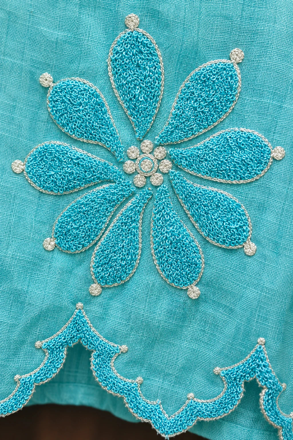 Sky blue embroidered co-ord, work detail