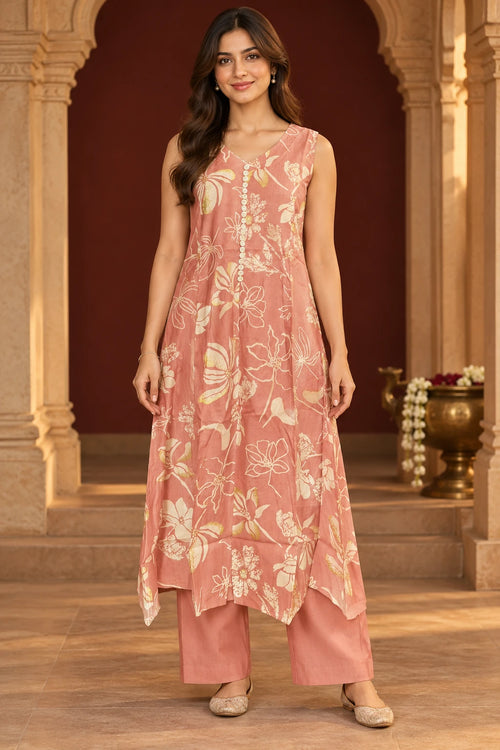 Dusty rose A-line tunic co-ord, front view