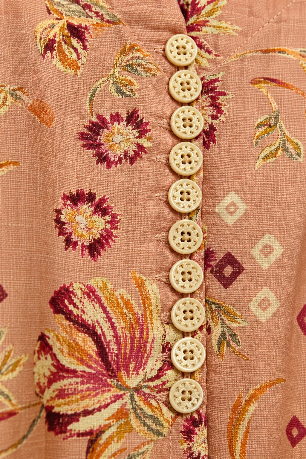 Peach floral tunic co-ord, work detail